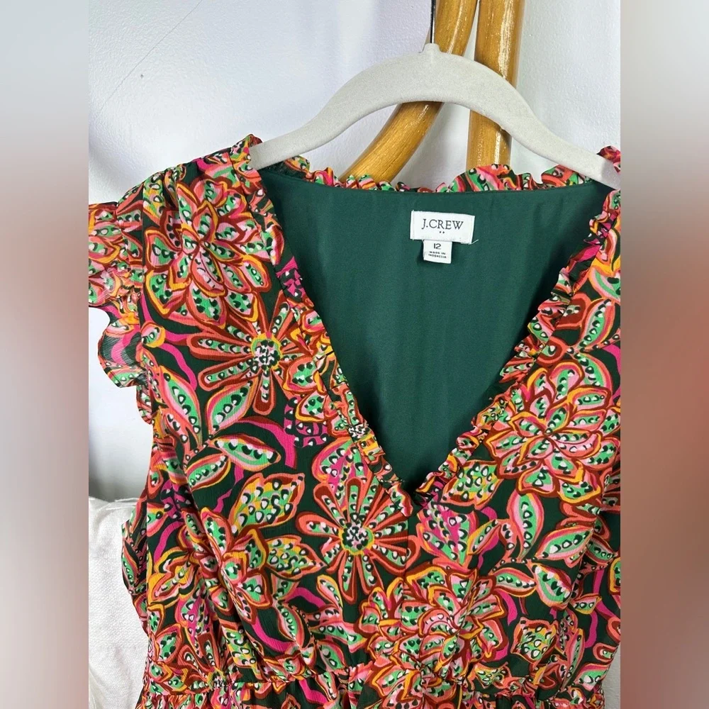 J.Crew Paisley V Neck Dress sz 12